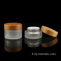 5g 15g 30g 50g 100g contenitori cosmetici all&#39;ingrosso viso crema glassato in vetro trasparente Vaso con coperchio in bambù